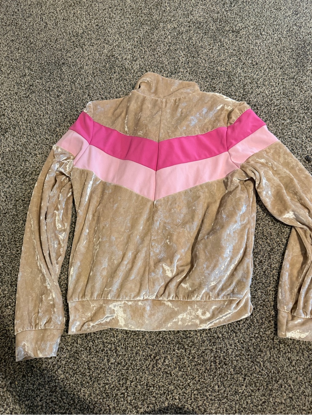 Velour Zip-Up Jacket with Pink Stripe Detail - Picture 3 of 3